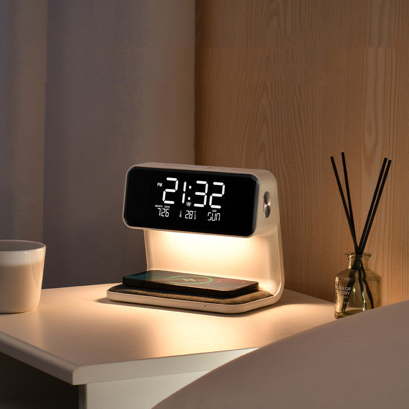 3-in-1 Bedside Lamp with LCD Screen, Alarm Clock, and built-in Wireless phone Charger