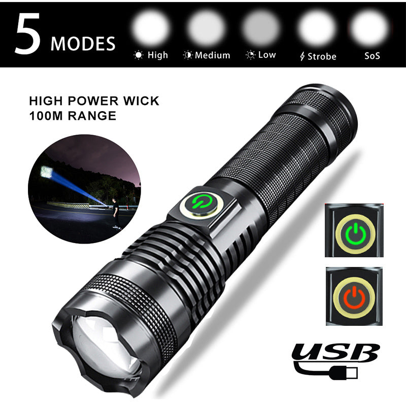 P50 Strong Zooming Flashlight with USB Rechargeable Battery