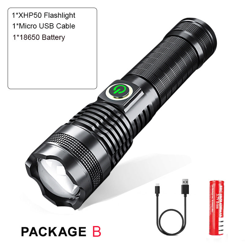 P50 Strong Zooming Flashlight with USB Rechargeable Battery