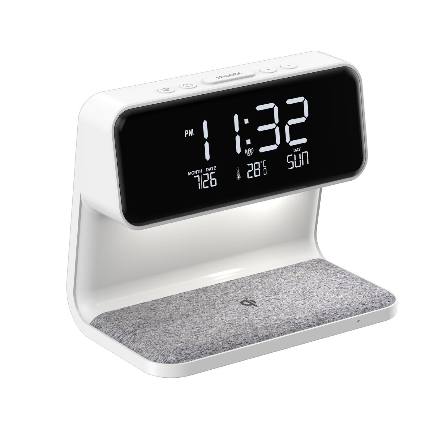 3-in-1 Bedside Lamp with LCD Screen, Alarm Clock, and built-in Wireless phone Charger