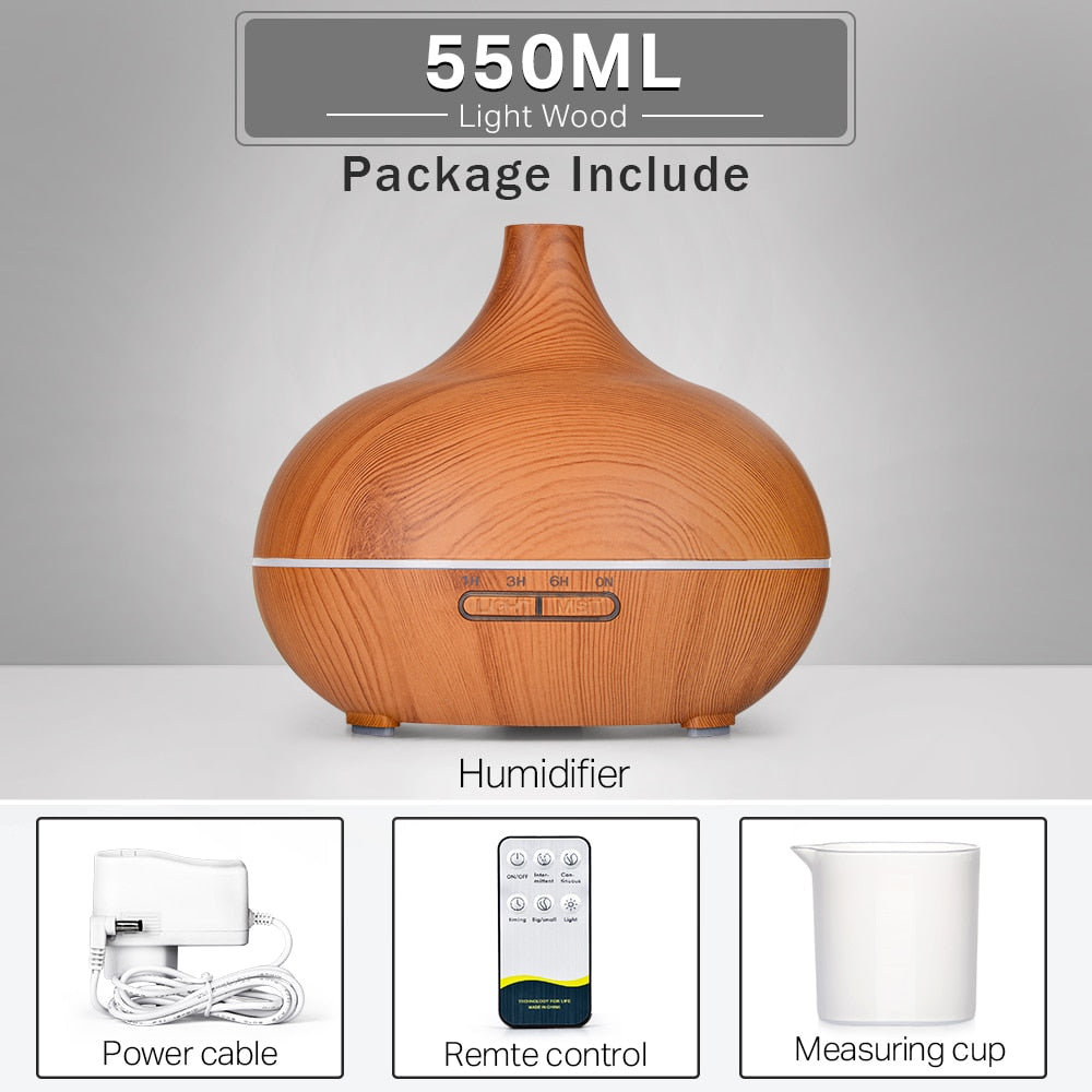 Aromatherapy Essential Oil Diffuser Wood Grain with Remote Control