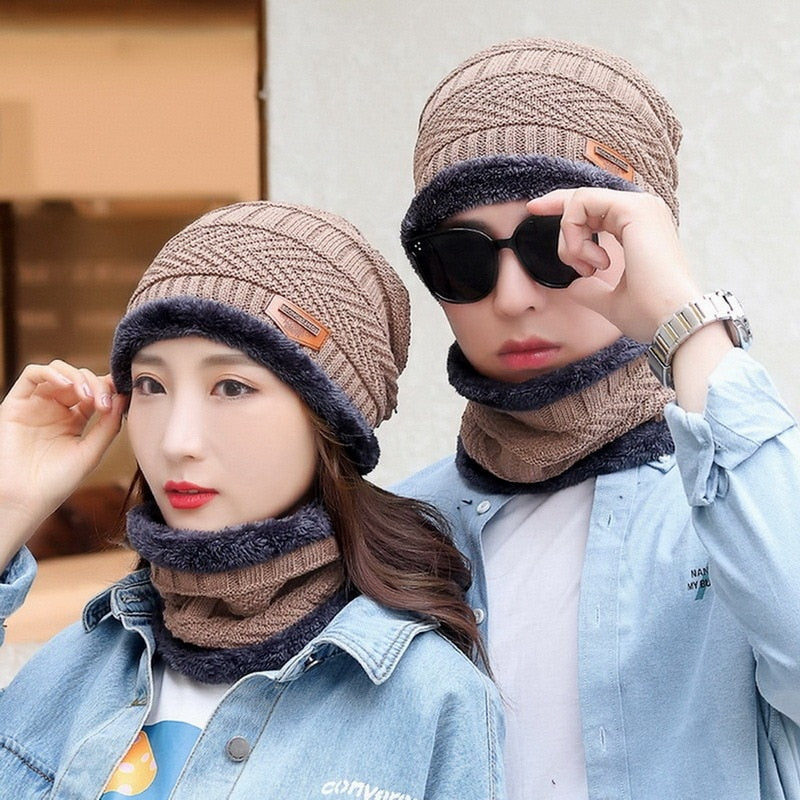 New Winter Knit Cap for Men and Women, with matching Scarf