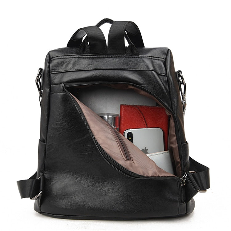 Women's Vintage Anti-theft leather backpack