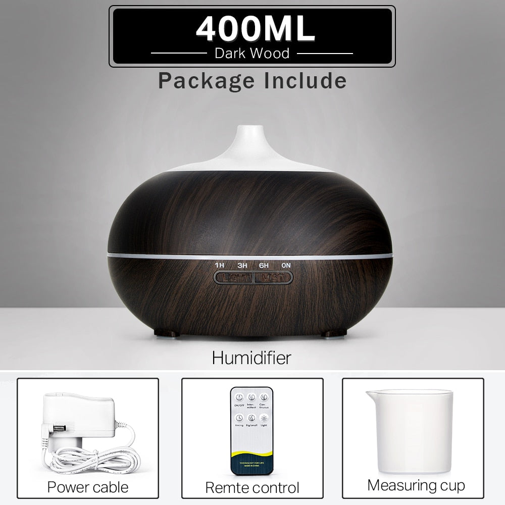 Aromatherapy Essential Oil Diffuser Wood Grain with Remote Control