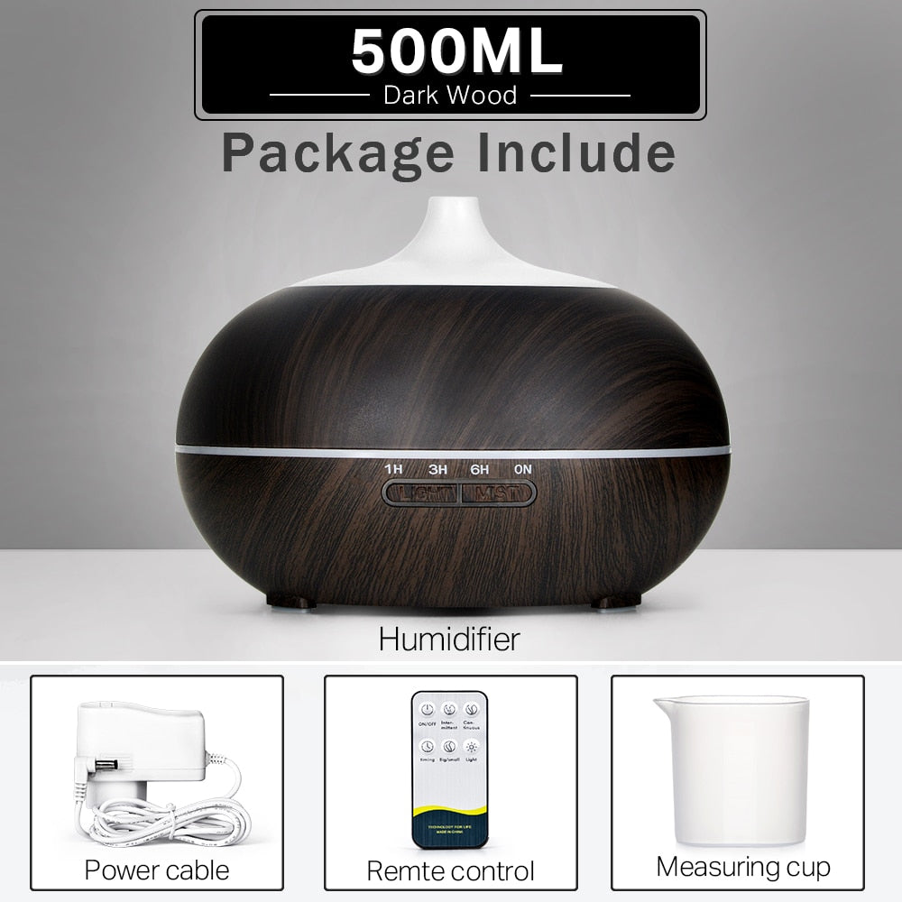 Aromatherapy Essential Oil Diffuser Wood Grain with Remote Control