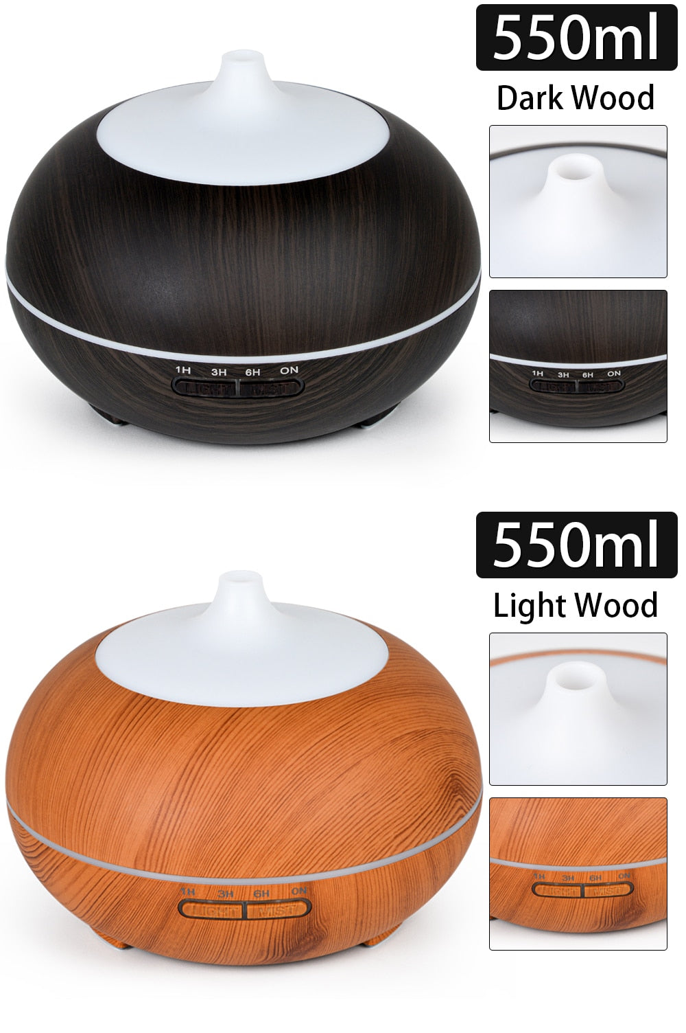 Aromatherapy Essential Oil Diffuser Wood Grain with Remote Control