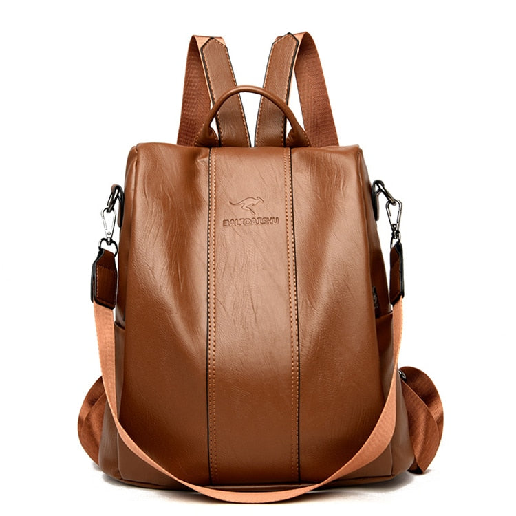 Women's Vintage Anti-theft leather backpack