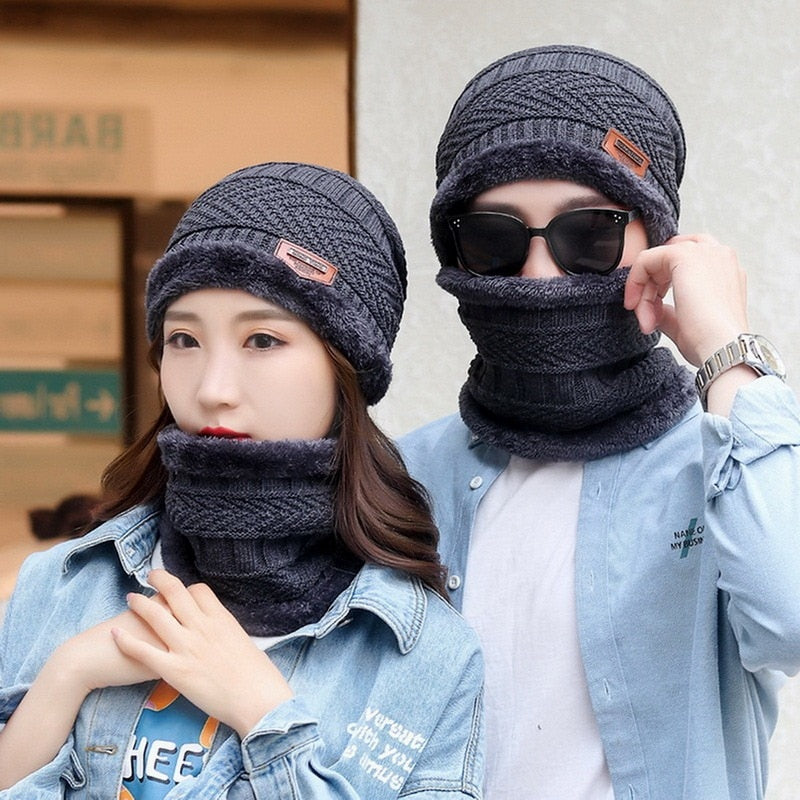 New Winter Knit Cap for Men and Women, with matching Scarf