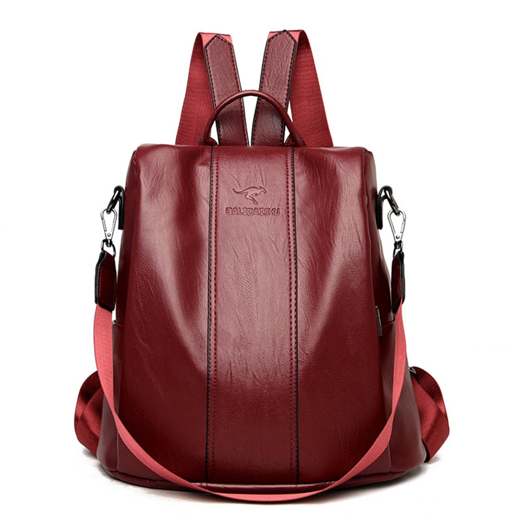 Women's Vintage Anti-theft leather backpack