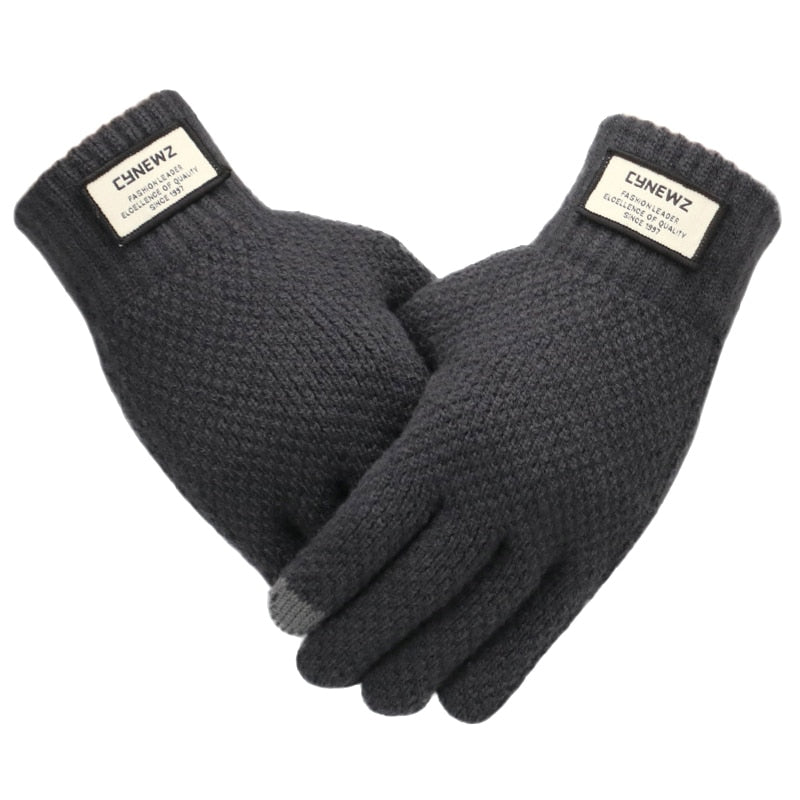 Men's Cashmere Knitted Winter Mitten Gloves with Touchscreen Fingertip