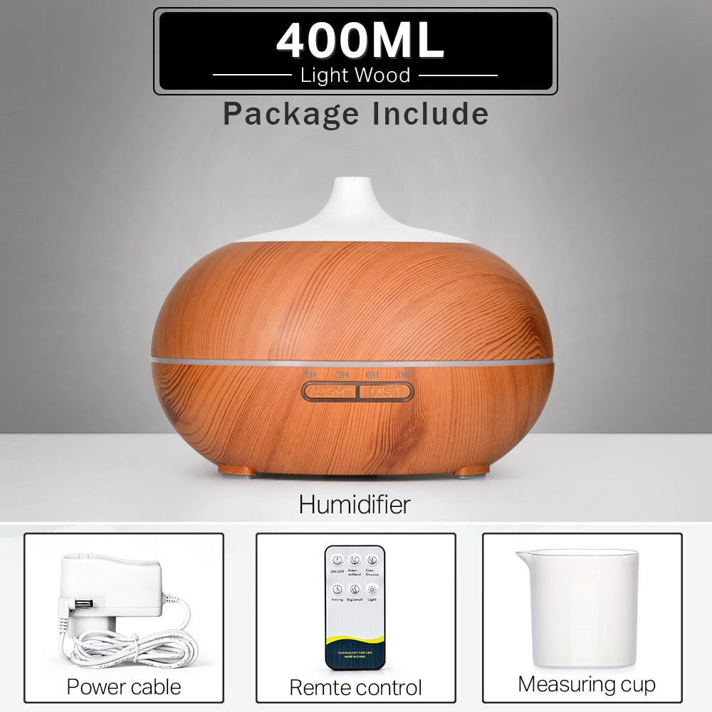 Aromatherapy Essential Oil Diffuser Wood Grain with Remote Control