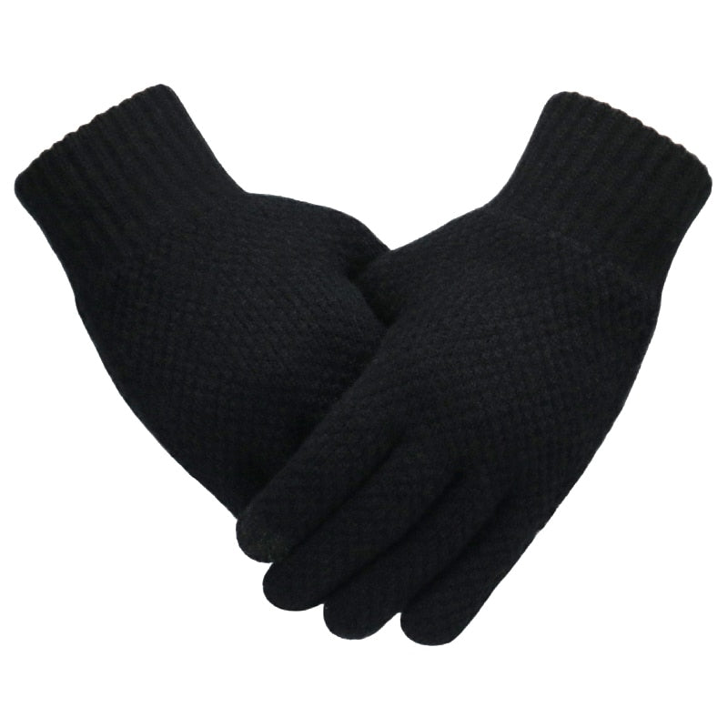 Men's Cashmere Knitted Winter Mitten Gloves with Touchscreen Fingertip