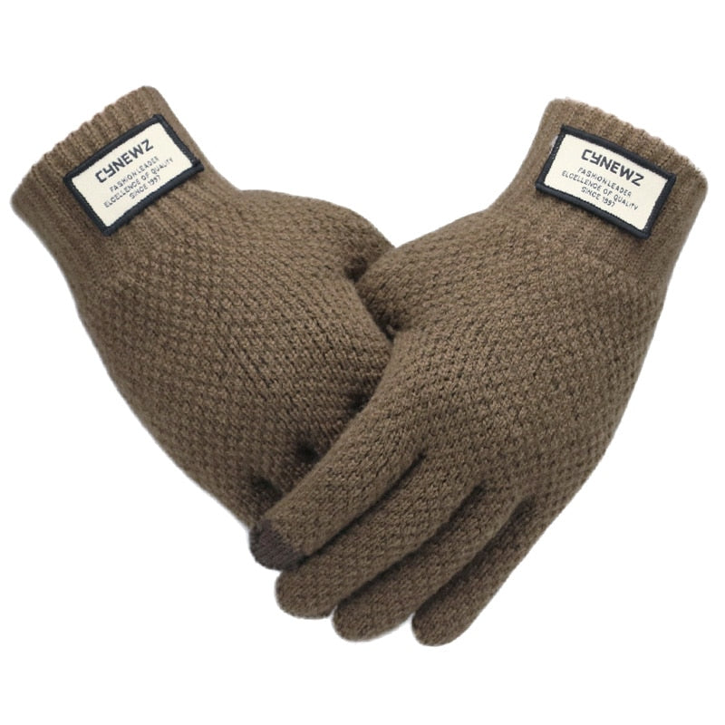 Men's Cashmere Knitted Winter Mitten Gloves with Touchscreen Fingertip