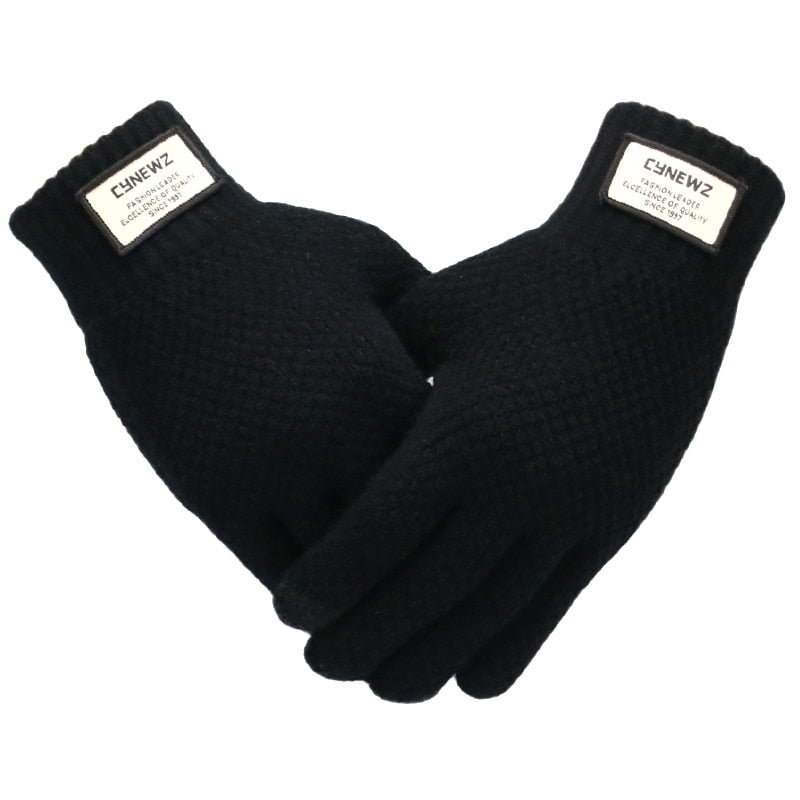 Men's Cashmere Knitted Winter Mitten Gloves with Touchscreen Fingertip