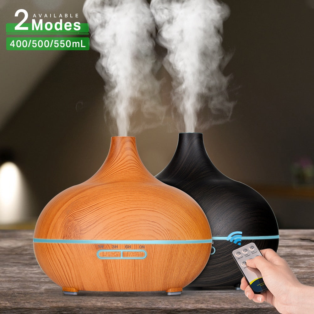 Aromatherapy Essential Oil Diffuser Wood Grain with Remote Control