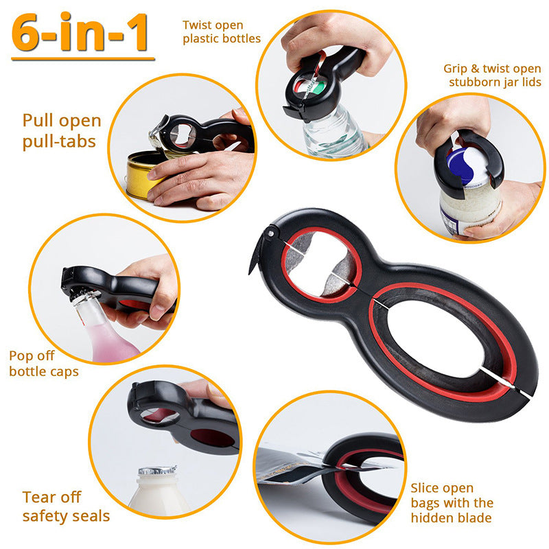 6 in 1 Multi-Function Twist Bottle Opener